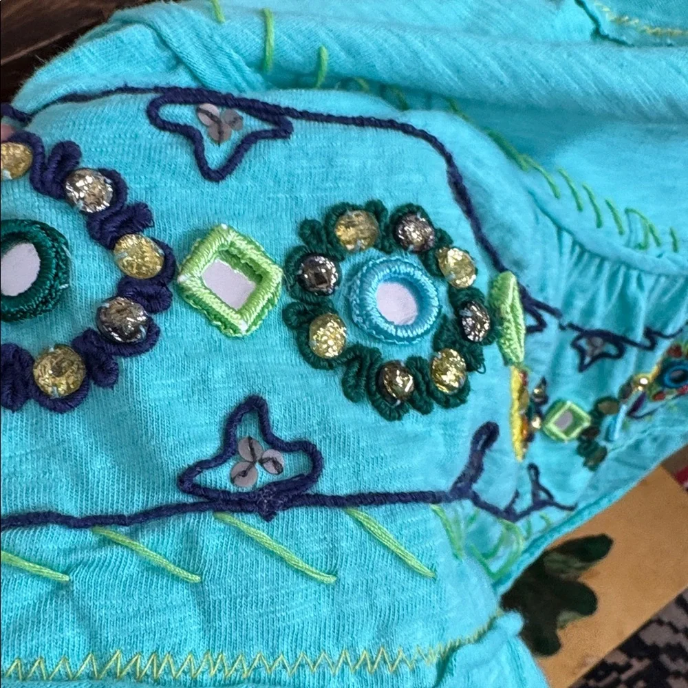Vintage Double D Ranch Teal Embroidered A-Line Skirt - Picture 3 of 5